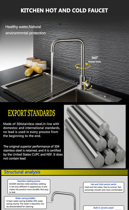 Black Kitchen Faucet Stainless Steel Kitchen Mixer Single Handle Single Hole Kitchen Faucet Brushed Nickle Mixer Sink Tap