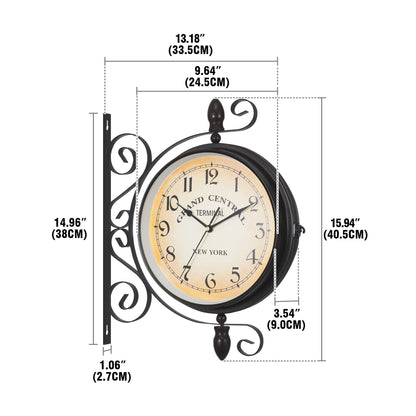 Stationsuhr Doppelseitige Wanduhr Runde Mount Wand Outdoor Garten Dekor Wanduhr Dia 25cm für Weihnachten Home Geschenke