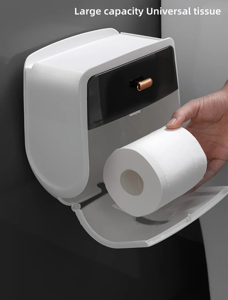 1 Stück Toilettenpapierhalter ohne Bohren, Badezimmer-Organizer |   Selbstklebende Wandhalterung für Taschentücher/Tücher, Badezimmer-Taschentuchabgabe