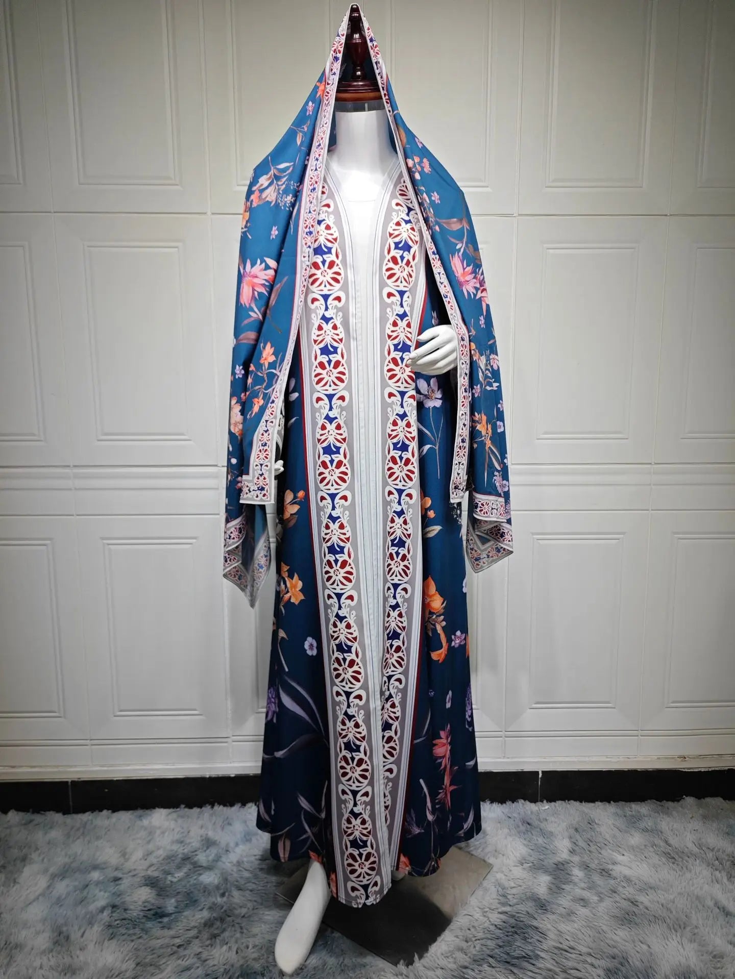 2025, Sommer-Strickjacke mit arabischem Blumenmuster für muslimische Frauen, elegante Dubai-Hijab-Abaya mit innerem islamischem Urlaubsoutfit, neues Türkei-Kleid