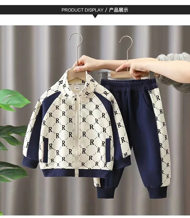 2-10Years Baby Boys Clothing Sets Spring Autumn Cotton Fashion Children Patchwork Jacket + Pants 2pcs Suit Kids Tracksuit.