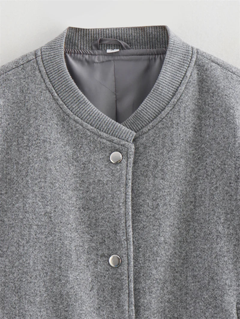 MUJER 2025, Damenjacke, abgeschnittene Bomberjacken für Damen, beige, schwarz, Tweed-Jacke, Damenmode, langärmelig, neu in kurzen Mänteln.