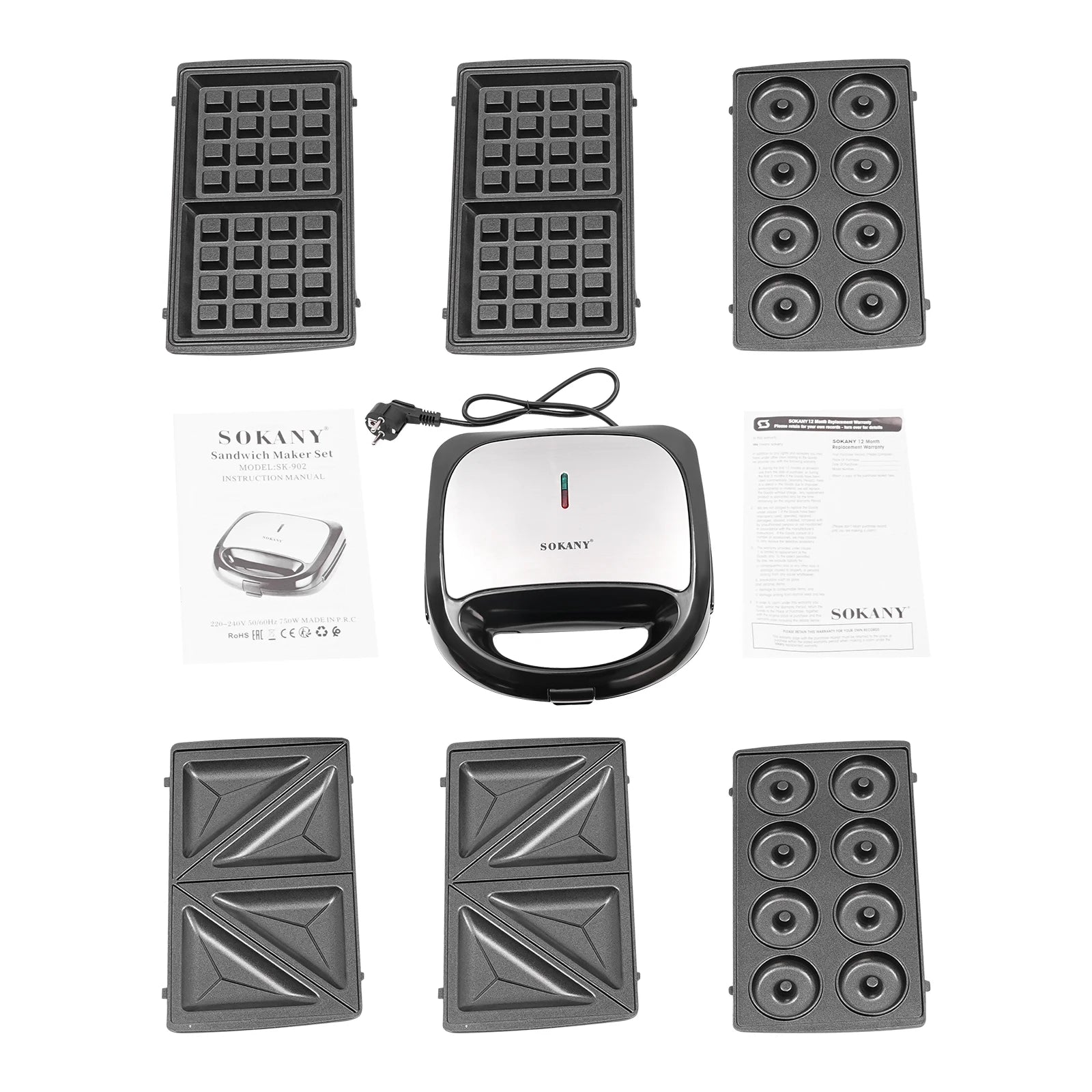 3-in-1 Sandwich Waffle Maker SK-902 Electric Sandwich Maker Multifunctional Sandwich Maker Enjoy Cooking.