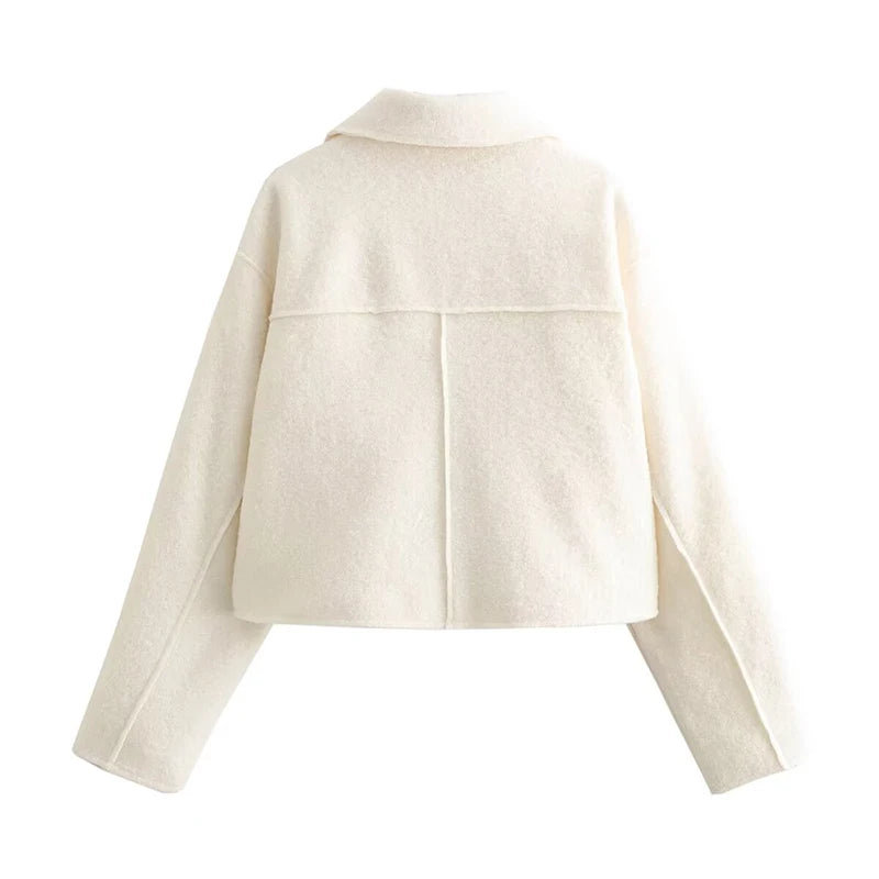 2025 frauen Elegante Feste Mantel Zipper Langarm Tasche Bomber Jacke Weibliche Casual Weiche Woolen Lose Streetwear Mäntel.