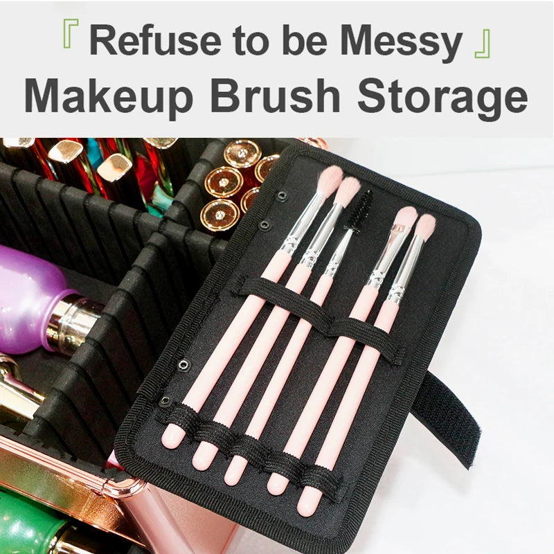 Large Capacity Makeup Case with LED Mirror Multiple Size Options Cosmetic Box LED Mirror Makeup Storage Box for Beauty Salons.