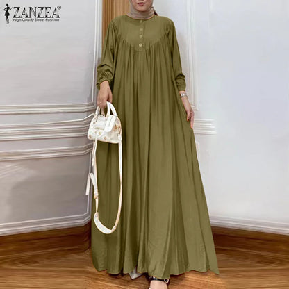 Muslim Abaya ZANZEA Solid Muslim Fashion Islamic Dress Women Vintage.