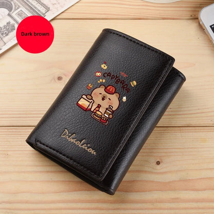 New Mini Short Tri-Fold Ladies Wallet Adorable Compact Feminine Wallet for Women.