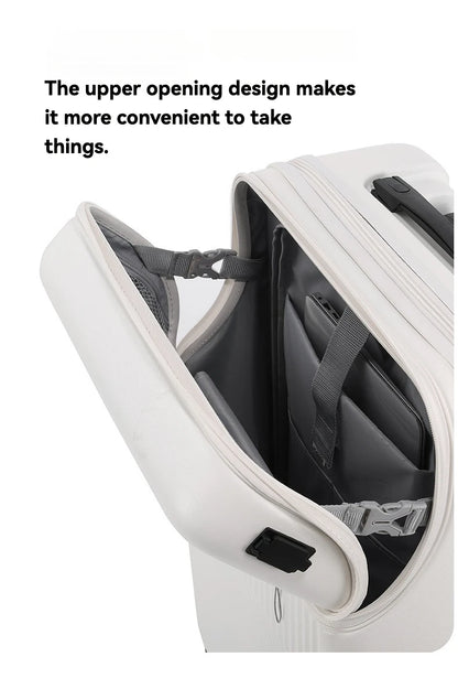 2024 neue langlebige Gepäcksets Koffer vorne offen TSA-Schloss USB Slient Spinner Wheel Charging Herren Handgepäck Reisen 20/22/24/26.