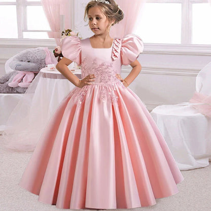 Prinzessin Mädchen Kommunion Geburtstags feier Tanz Leistung Pailletten schwarz Kleid Mädchen Hochzeit Brautjungfer Party Langarm Kleid