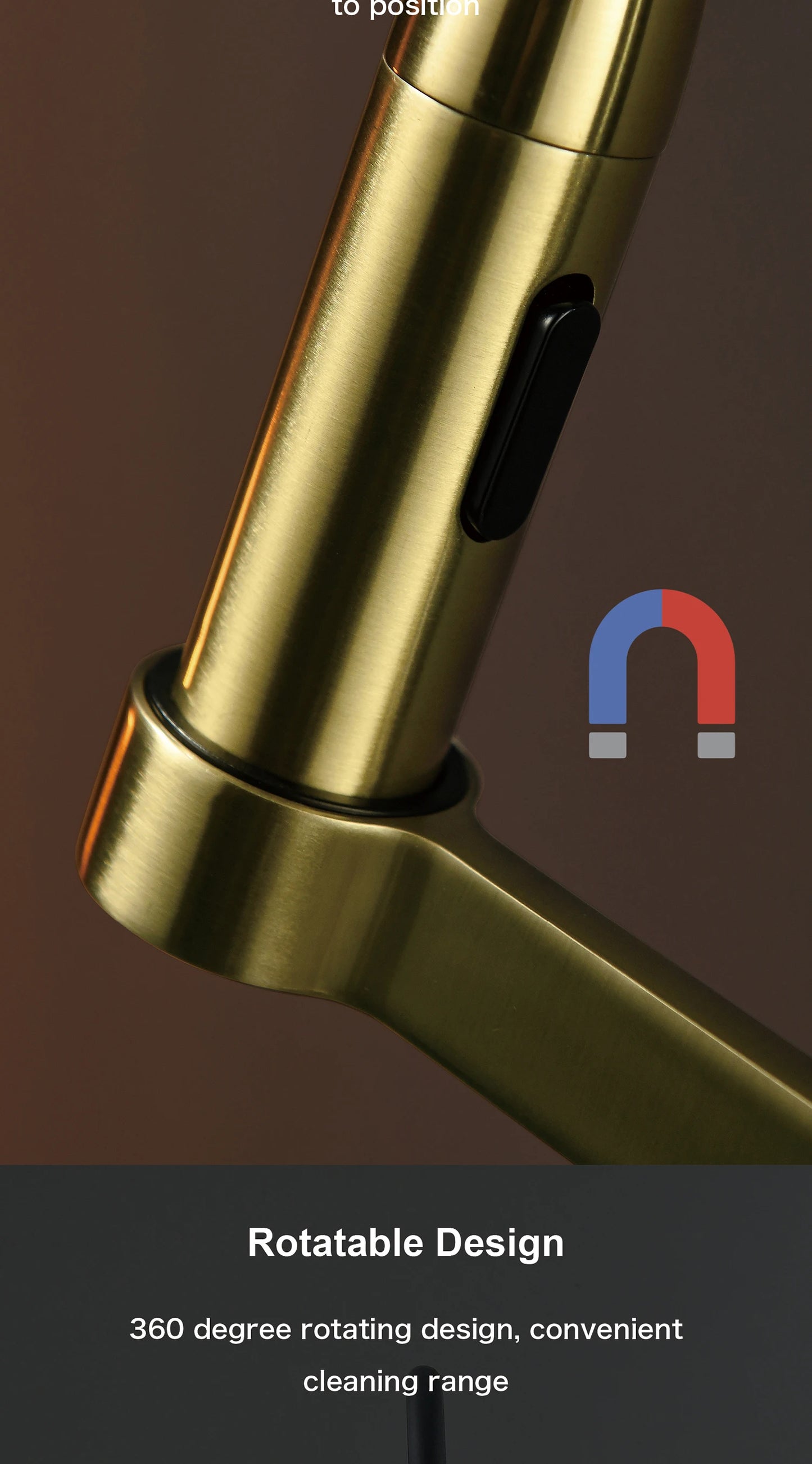 Luxury Brushed Gold Brass Pull Out Kitchen Faucet with Ceramic Cartridge Hot Cold Water Sink Tap Modern High End Sprayer Durable