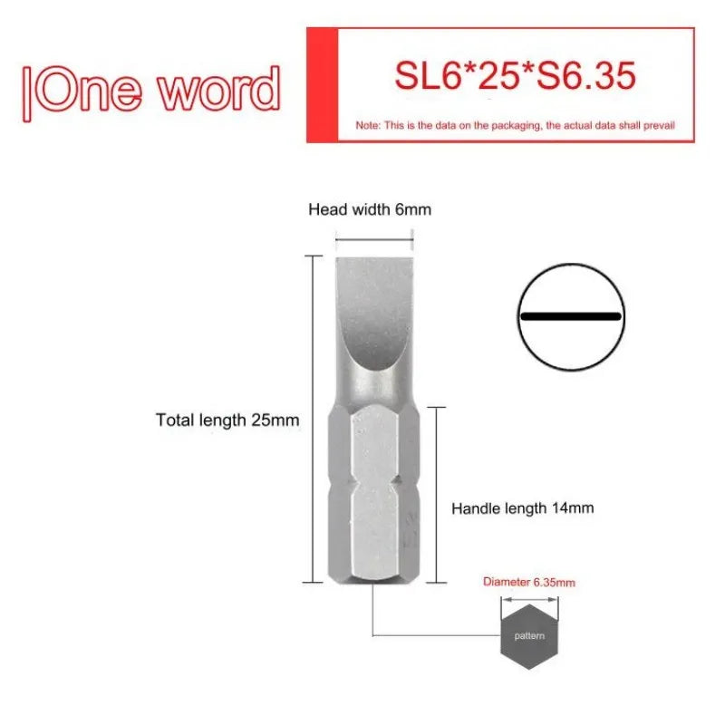 1 Zoll sl3 sl5 sl7 Schlitz schrauben dreher Bit Set s2 Stahl 6,35 Zoll mm Sechs kant schaft Elektro schrauben dreher Bits für Elektro werkzeuge
