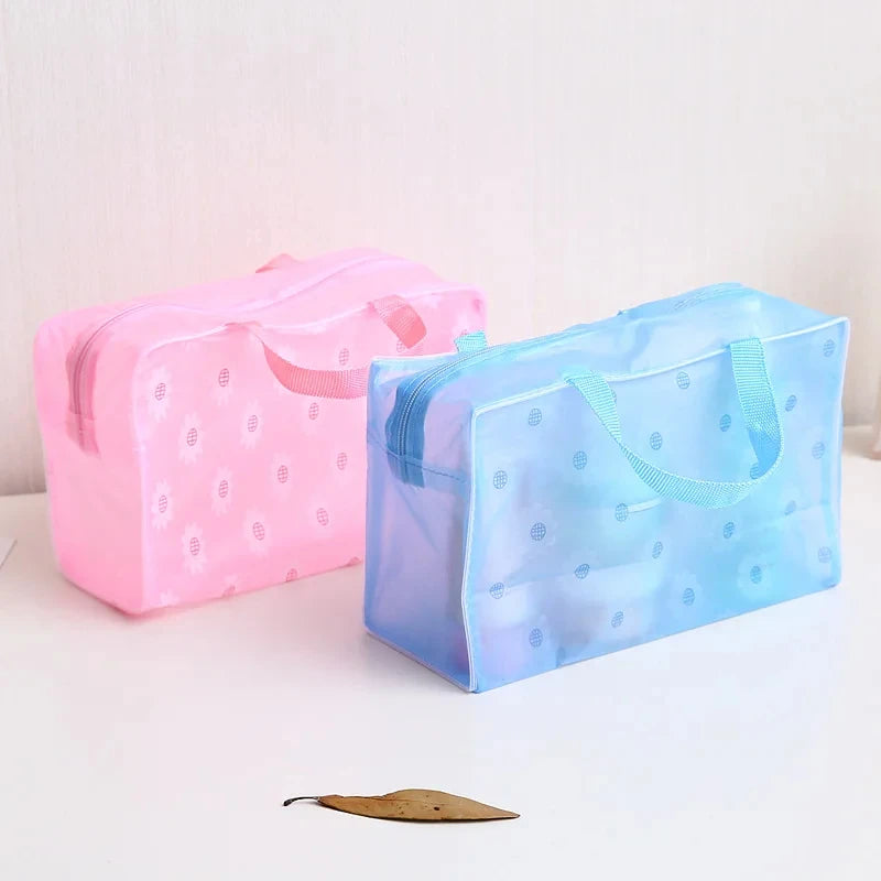 5 Color Waterproof PVC Cosmetic Storage Bag Women Transparent Organizer for Makeup Pouch Compression Travelling Bath Bags
