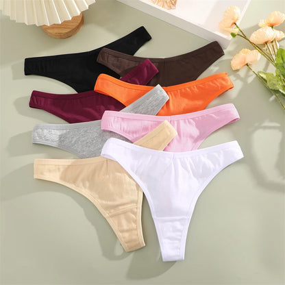 3Pcs/Set Seamless Thong Cotton Women Thin Strap Low Waist High Flexibility Panty Sexy Underwear Ladies Briefs T-back Soft Women.