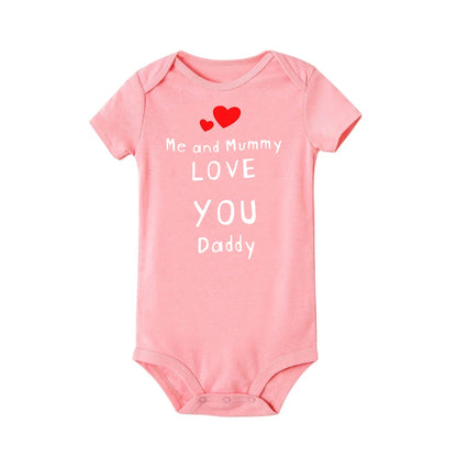 Ich und Mama Love You Daddy Baby Jungen Mädchen Overall Neugeborenes Baby Kleinkind Kleidung Kurzarm Body Valentinstag Geschenke