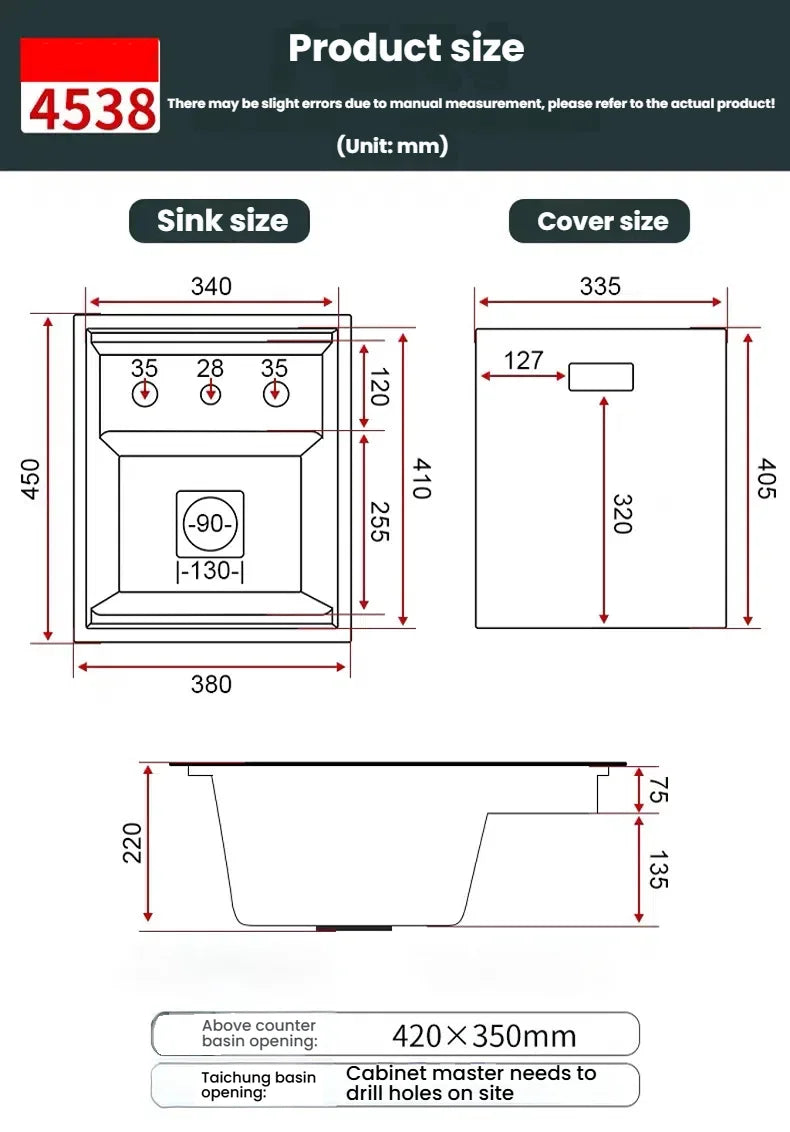 Household Small Hidden Kitchen Sink Stainless Steel Bar Wash Vegetable Basin With Cover Plate and Cup Washer Mini Single Slot