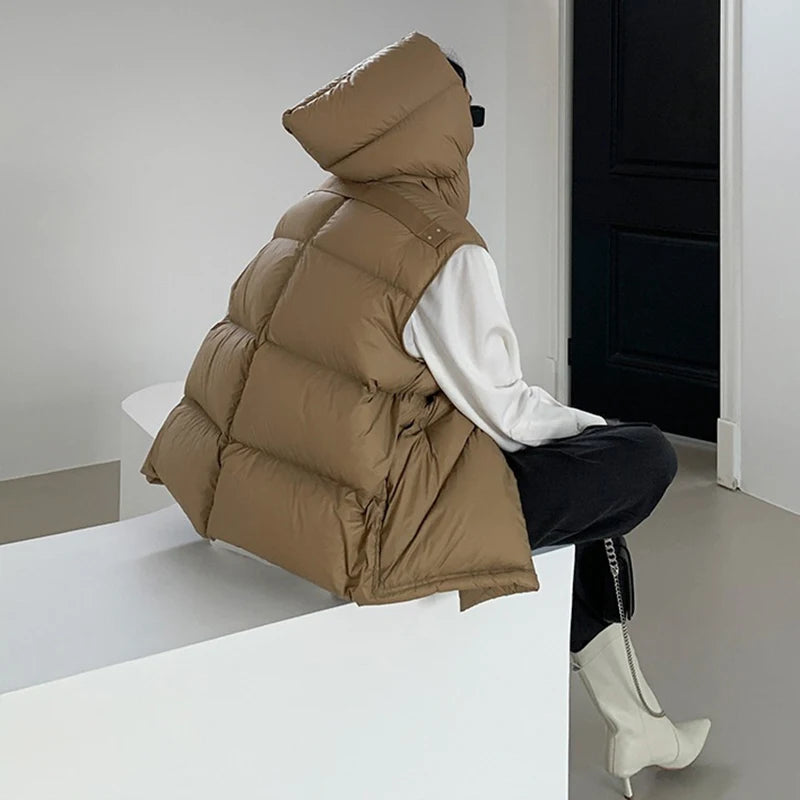 Hirsionsan Herbst Winter Koreanische Weiße Ente Unten Weste Frauen 2023 Neue Einfach Alle-spiel Mäntel FemaleSoft Warme Sleeveness Jacken.