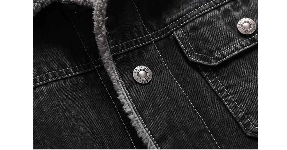 DIMUSI Winter Men's Denim Jackets Man Fleece Warm Windbreaker Jacket Fashion Mens Retro Cotton Military Jean Coats Clothing.