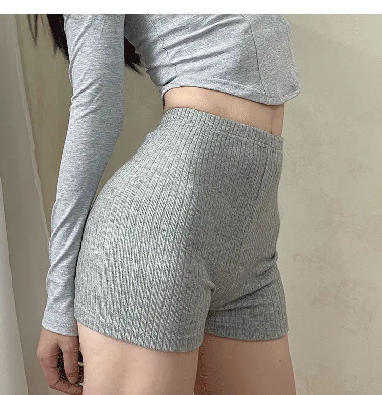 Knitting Seamless Leggings Women Fitness Shorts Ribbed Elastic Butt Liftting Yoga Shorts High Waist Slim Fashion Solid Tights.