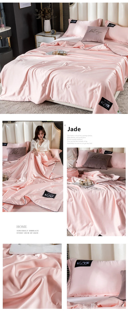 Summer Mulberry Silk Comforter Duvet Insert Luxury Natural Silk Blanket Satin Bedding Quilt Queen Single Double Twin Size Bed.