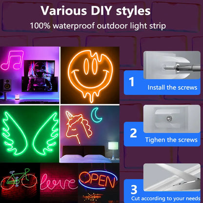 TUYA Neon-LED-Streifenlichter, 5 V, 84 LEDs/m, Silikon-Neon-Lichtschlauch mit Alexa, WLAN, APP-Steuerung, Musik-Synchronisierung, RGB-Streifenband für Zimmer.