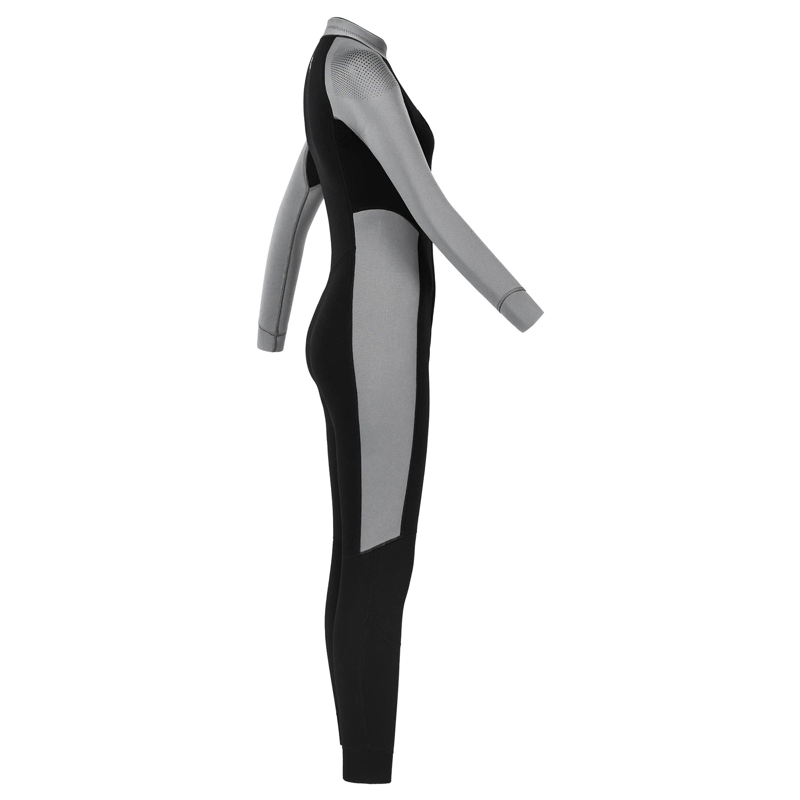 Women 3mm Neoprene One-Piece Thermal Wetsuit Mock Neck Long Sleeve Front Zipper Jumpsuit for Swimming Surfing Snorkeling Diving.