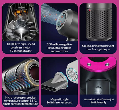 Diffuser Hairdryer Ionic Professional Electric Hair Dryer Heat Leaf Blow Drier With Diffuser Ion Leafless Air Blower Woman 5in1.