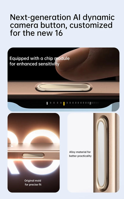 Luxury Camera Control Capture Button Cover for iPhone 16 Pro Max Plus 16Pro Alloy Sensitive Smart Lens Button Protection Case.