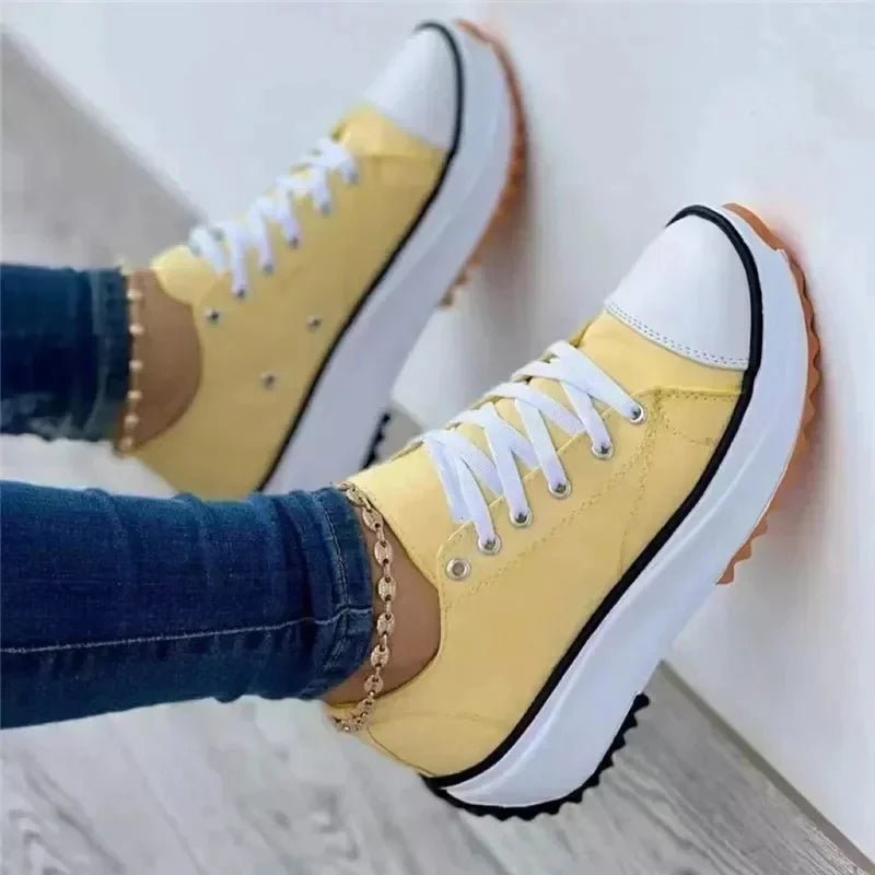 Shoes for Women Classic White Canvas Sneakers Fashion Platform Women Casual shoes High Quality Lace-Up Feamle Tennis Shoes 35-43.