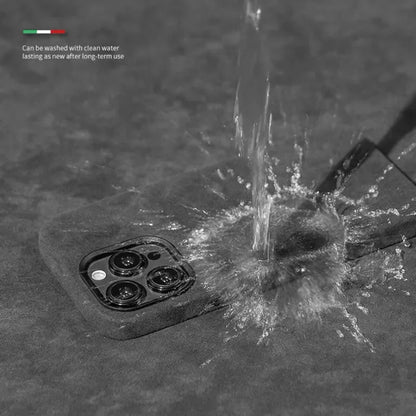 Grey Alcantara Magnetic Attraction Case for iPhone 16 12 13 14 15 Pro Max High-end Imported Suede Metal Lens Protection Cover.