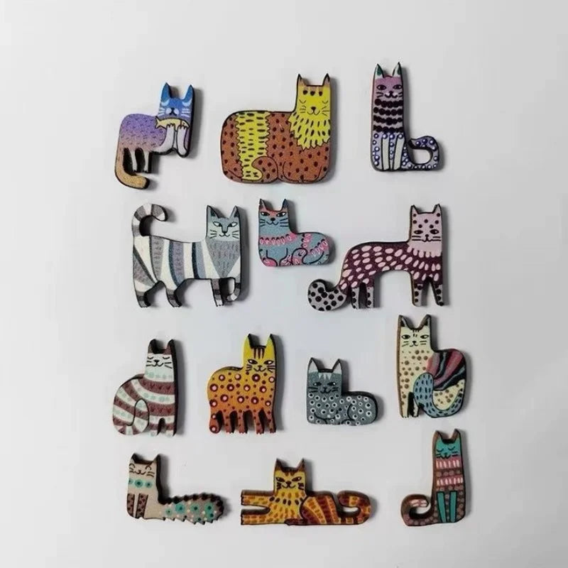13 Irregular Wooden Cat Puzzles Colorful Cute Puzzle Toys for Children Birthday Gift Brain Teaser Educational Game.