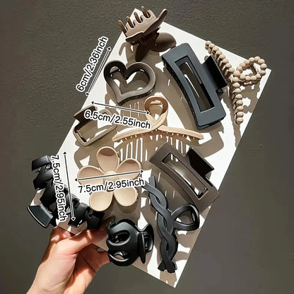 11Pcs Assorted Hair Claw Clips Versatile Elegant & Cute Hair Accessories for Work Travel and Daily Photoshoots Matte Design.