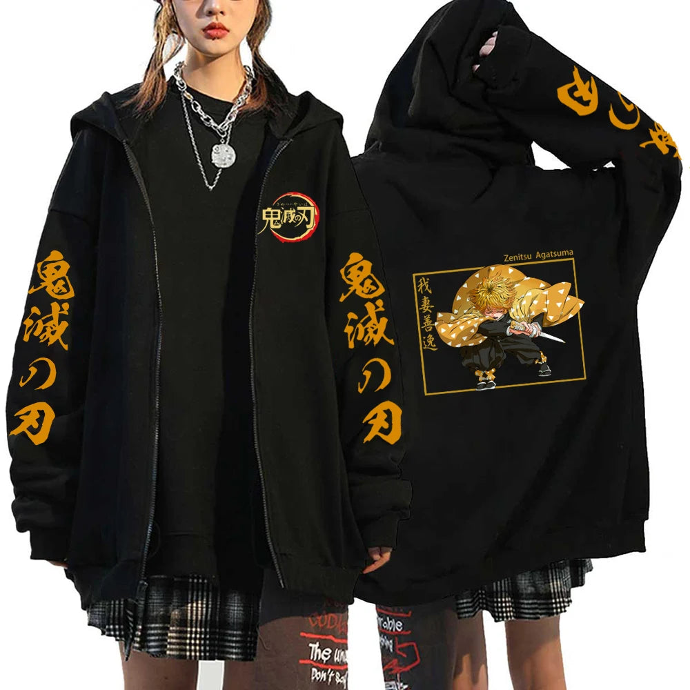 Designer Clothing Womens Luxury Essential Hoodies Japanese Anime Cartoon Demon Slayer Pattern Sweatshirt Womens Y2K Top Pullover.