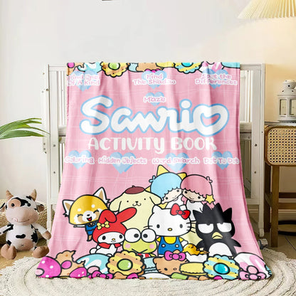 Sanrio HelloKitty Cute HD Printed Flannel Thin Blanket.Four Season Blanket.for Sofa,beds,living Rooms,travel Picnic Blanket Gift.