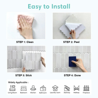 10pcs 3D Faux Matte Wall Panels, Tile Stickers Waterproof, Backsplash Kitchen Peel and Stick, Room Decoration