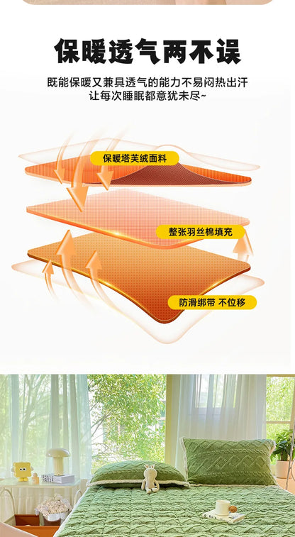 Winter Taft Velvet Mattress Topper Pad Fleece Bedspread Fold Non-slip Thin Tatami Mat Student Dormitory Bed Sheet Mattress Cover.