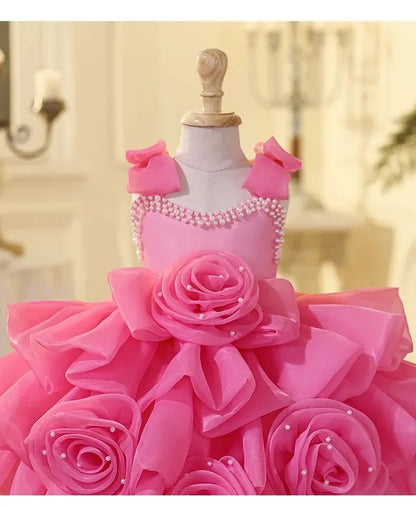 2025 Prinzessinnenkleid zum ersten Geburtstag für Mädchen, neue Hochzeit, Blumenmädchen, Klavieraufführung, Host-Kleid, Party-Kleidung, Outfits, passendes Bankett