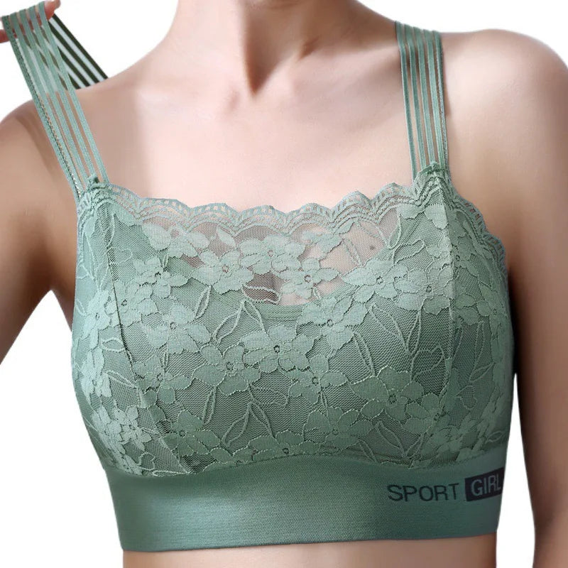1pcs New Women Lace Bras Lady Comfortable Bralette Solid Color Sexy Underwear Female Vest Style Wireless Lingerie Girl Tube Tops.