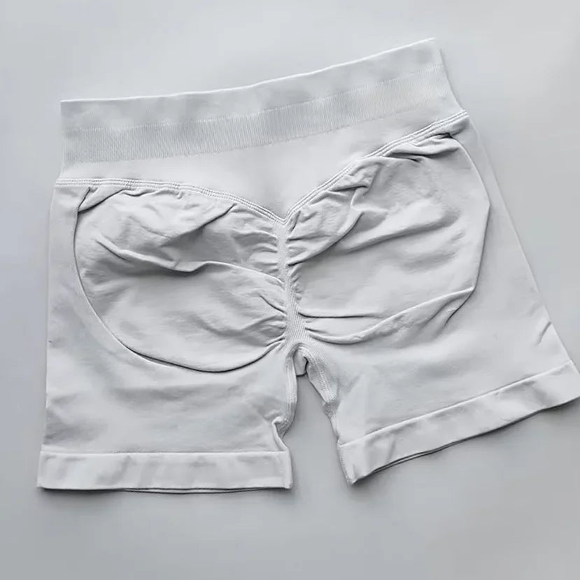 WOMEN SPORTS Impact Shorts Low Ribbed Waist Seamless Scrunch Bum Workout Gym Shorts Booty Hight Stretch Running Shorts.