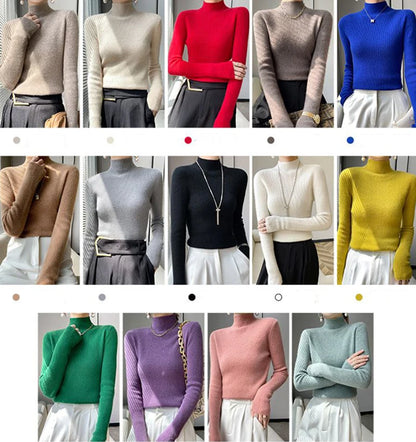 MEXZT Solide Pullover Frauen Hälfte Rollkragen Gestrickte Pullover Harajuku Koreanische Dicke Strickwaren Herbst Winter Mode Schlank Jumper