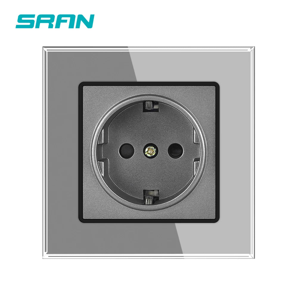 SRAN Eu-Steckdosen 220 V 16 A 82 x 82 mm Glas-Doppel-Dreifach-Wandstecker Russland Spanien Eingebautes Heimbüro