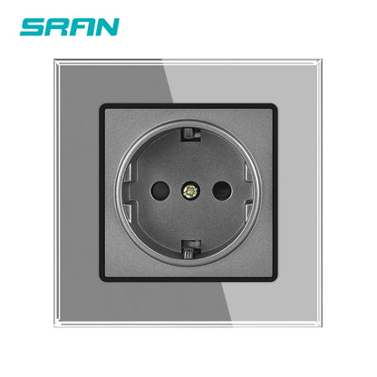 SRAN Eu-Steckdosen 220 V 16 A 82 x 82 mm Glas-Doppel-Dreifach-Wandstecker Russland Spanien Eingebautes Heimbüro