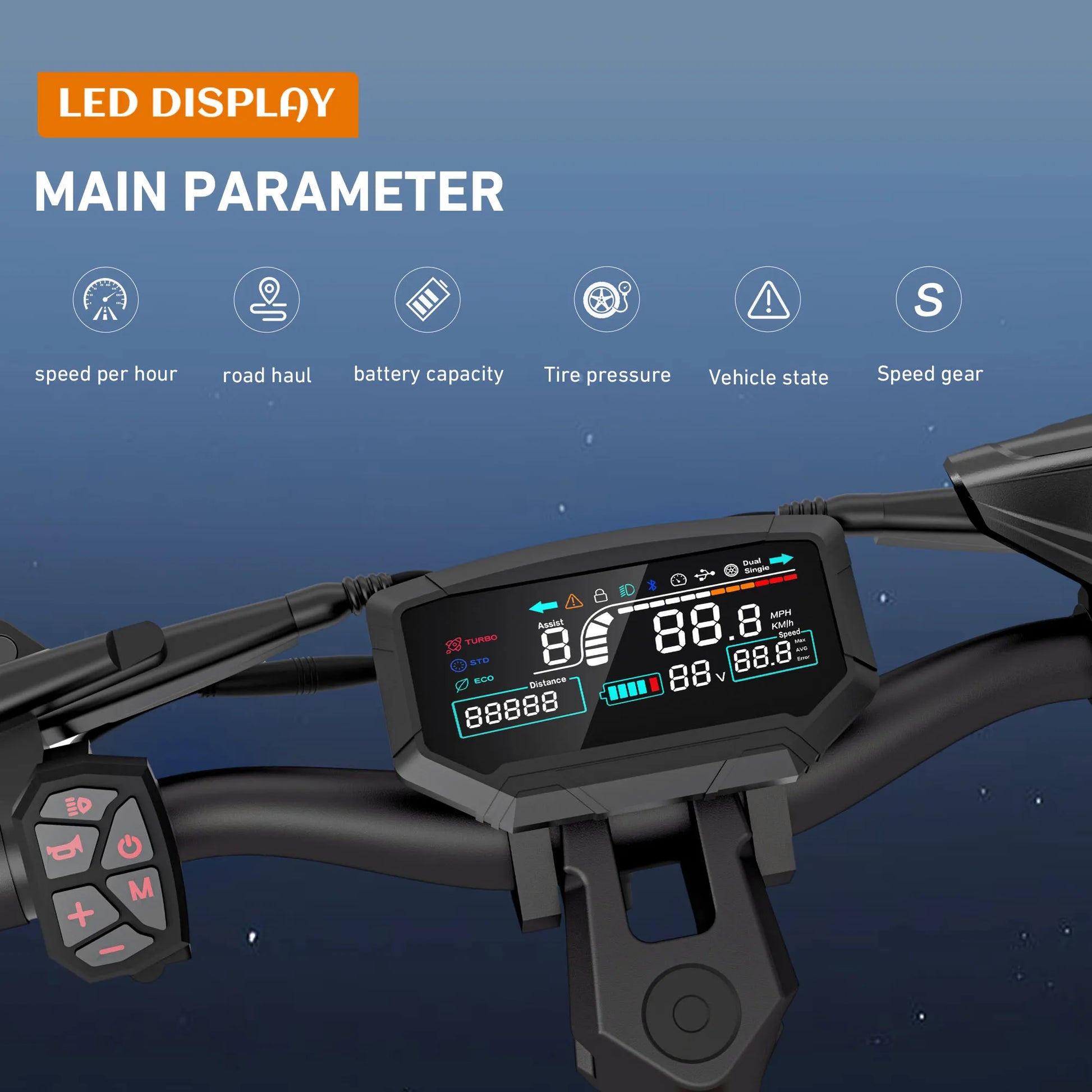 Dual Motor Powerful Electric Scooter, 80km Range, Load 200kg, Foldable Fast Electric Scooter for Heavy Adults.