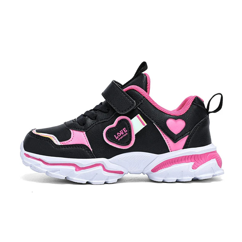 Autumn Girls Sneaker Children Leather Shoes PU Daily Kids Casual Walking Sneaker Platform Sports Tennis Sports Shoes Girl.