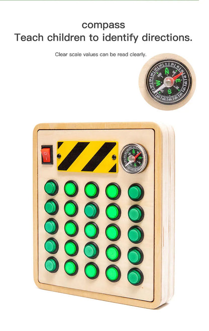 Montessori Busy Board Sensory Toys Wooden With LED Light Switch Control Board Travel Activities Children Games For 2-4 Years Old