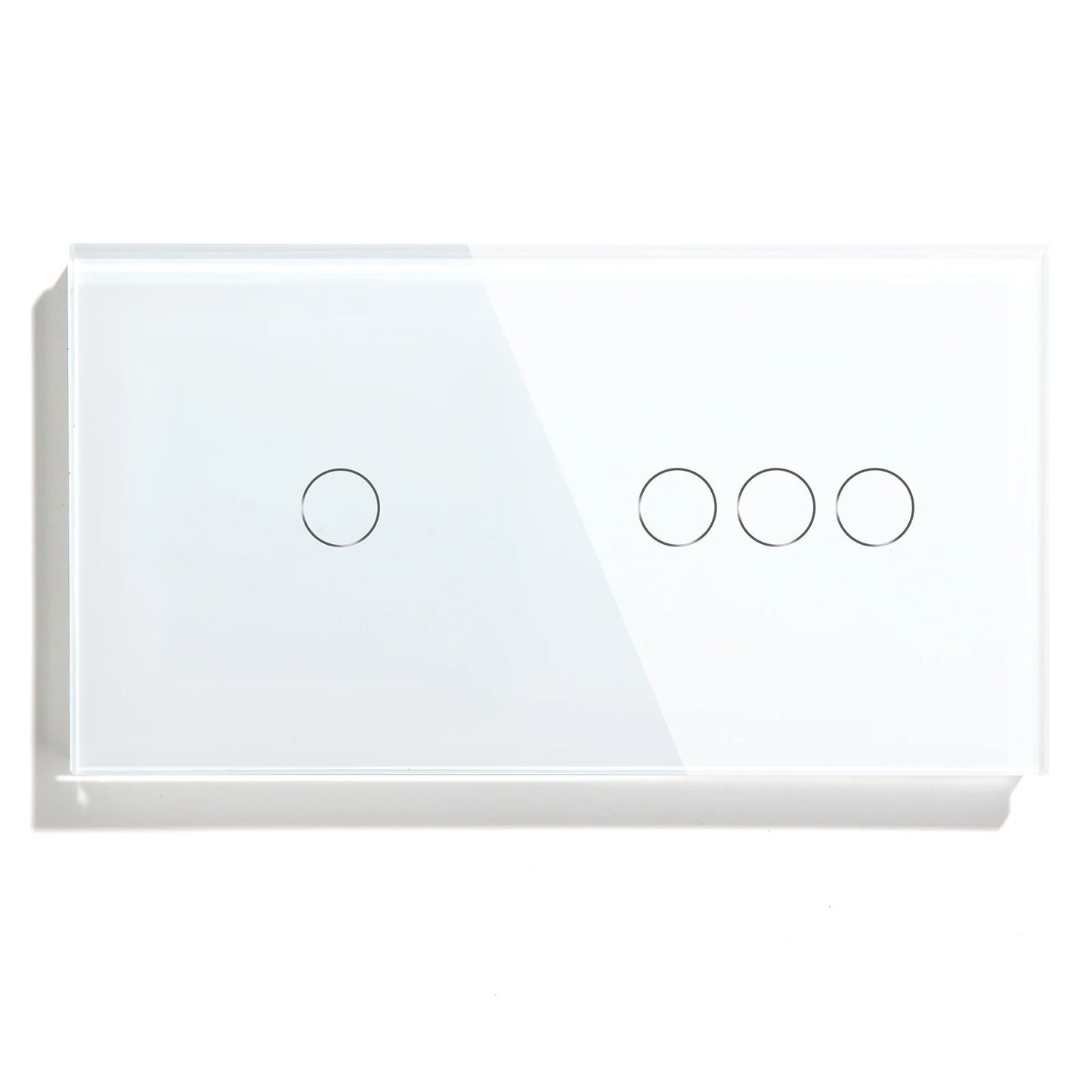 BSEED Touch-Schalter, 1/2/3 Gang, 1-Wege-Wandlichtschalter, blaue LED-Hintergrundbeleuchtung, Glas, Sensorbildschirm, Heimschalter, Weiß, EU-Standard.