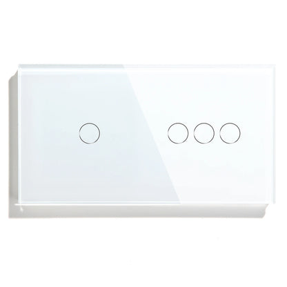 BSEED Touch-Schalter, 1/2/3 Gang, 1-Wege-Wandlichtschalter, blaue LED-Hintergrundbeleuchtung, Glas, Sensorbildschirm, Heimschalter, Weiß, EU-Standard.