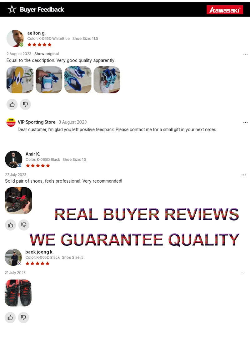 Kawasaki New Badminton Shoes Sneakers Mens Tennis Breathable Anti-Slippery Sport Shoes for Men Women K-065D.