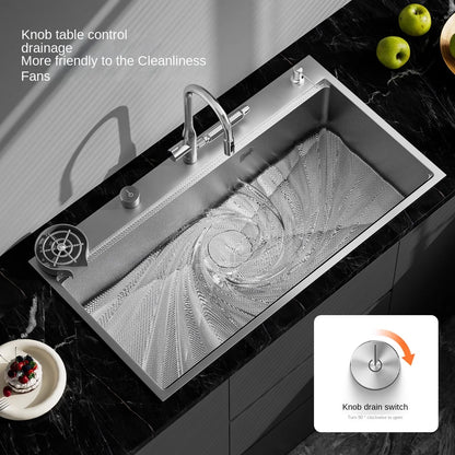 Original-Finish, spülmaschinenkompatibles SUS304-Edelstahl-Küchenspüle mit großer Einzelschüssel und Unterbau