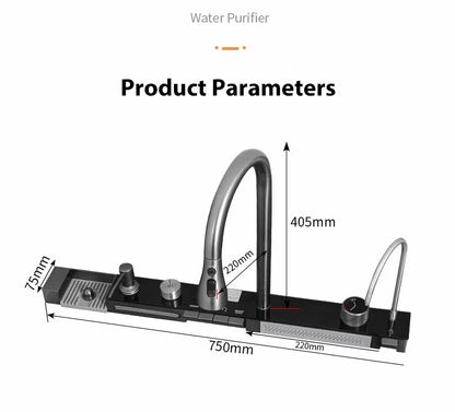 Stainless Steel Silver Kitchen Sink Multifunction Waterfalls Intelligent Digital Display Faucet Household Large Single Slot