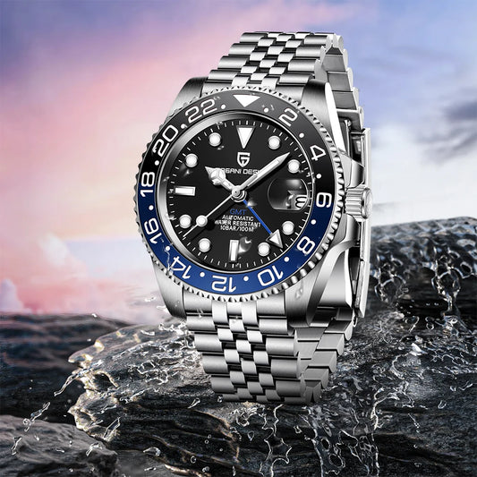 PAGANI DESIGN 40MM Ceramic GMT Automatic Watch Men's Mechanical Watch Sapphire Glass 100m Waterproof Men's Mechanical Watch.